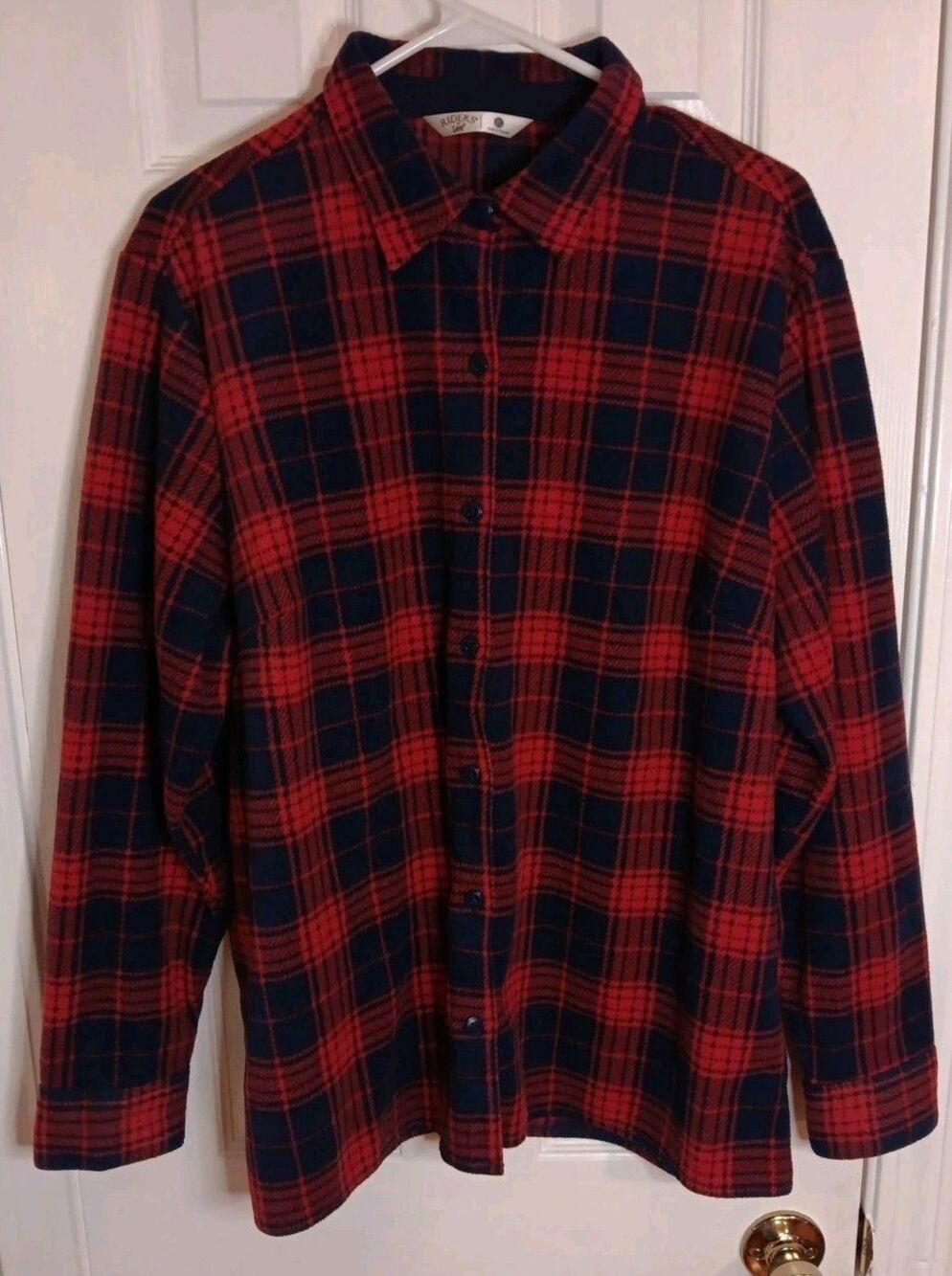 Mens Riders Lee Flannel Shirt Red XL Button Down Long Sleeve